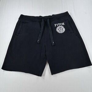 Abercrombie & Fitch Shorts Men XL Black Sweat 8" Fleece Graphic Casual Y2K